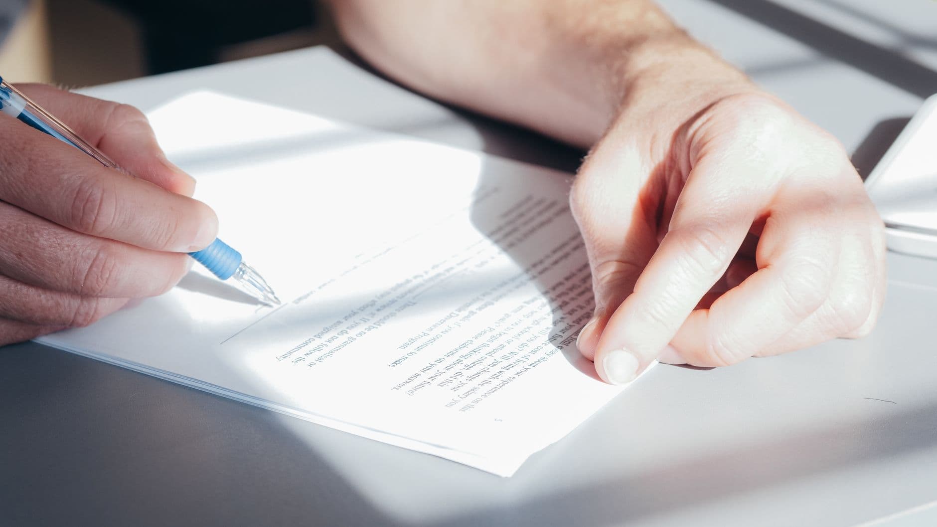 School administrator reviewing documents